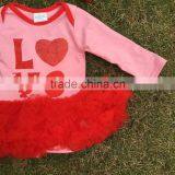 2016 Valentine's Day Design Baby Girls Romper Ruffle Dress Clothes Pink Red"Love" Cute Baby Kids Clothes With Matching Headband thumbnail-4