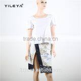 Short Sleeve Casual White Women Plain Blouse Designs With Pleated Hem thumbnail-1
