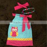 1-6 Years Old Fully Stocked New Arrival Fashion Girls Owl Green Cute Dress With Necklace and Headband thumbnail-1