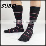 Men's All-pure Combed Cotton Striped Toe Socks Thick Socks thumbnail-2