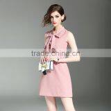 Dresses 2017 Summer High Grade V-neck Slim Sleeveless Elegant Lotus Leaf Swing Design Daily Dress for Women thumbnail-1