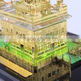 India 24K Gold Plated Crystal Golden Temple Model, Crystal Sikhism Souvenir Gift thumbnail-2