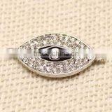 Silver Rhinestone Crystal Oil Drip Evil Eye Connectors Oval Turkish Lucky Eye Pendant thumbnail-5