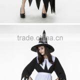 White and Black Irregular Long Witch Costume Cosplay Dress for Halloween Costumes thumbnail-5