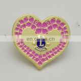 custom metal lion club heart shape pin badges