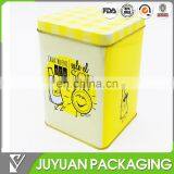 Cute square custom metal milk candy gift packaging tin box for sale