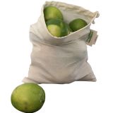 Reusable Produce Bags Cotton Washable - Organic Cotton Vegetable Bags - Cloth Bag with Drawstring - Muslin Cotton Fabric Produce Bags - Bread Bag - Set of 6 (2 Large, 2 Medium, 2 Small)