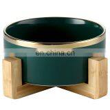 Pet Ceramic Bowl With Bamboo Fiber Frame Cat Dog Pet Food Feeder thumbnail-6