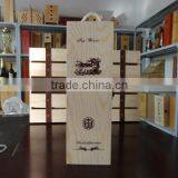 Custom Logo and Color Unfinished Solid Wooden Wine Gift Box for Single Bottle thumbnail-1