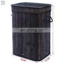 Bamboo Laundry Hamper Storage Basket Folding Dirty Clothes Hamper With Lid Handles and Removable Liner thumbnail-2