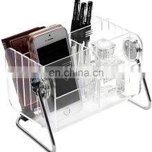 Прозрачный акриловый держатель для пульта ДУ телевизора и мобильного телефона, органайзер для рабочего стола