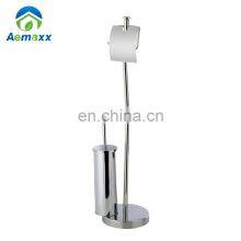 Stainless Steel Free Standing Toilet Brush With Paper Roll Holder thumbnail-2