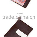 Fashion Design Genuine Leather High Capacity Business Name Credit Card Holder Pocket Wallet With Money Clip thumbnail-3