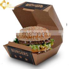 Disposable Kraft Paper Food Grade Burger Box Grease Proof Burger Take Out Container Food Paper Boxes Packaging Burger Box