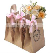 Custom Logo Printed Matt Laminated Pink Paper Shopping Bag With Grosgrain Ribbon Handle
