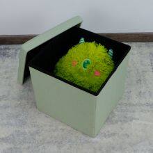 Foldable Storage Linen Ottoman-Light Green thumbnail-4