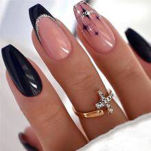 Black Cat's Eye Spar Toe Nail Tips Shining Diamond Wearing Nail Art Finished Toe Nail Tips Wholesale thumbnail-2