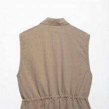 2025 Spring/Summer New European and American Style Women's Fashion Casual Pocket Decoration Sleeveless Short Dress thumbnail-2