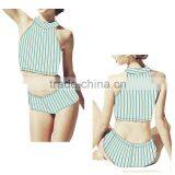 (ODM/OEM Factory)New arrival bathing suit swimsuit bikini swiming wear, newest blue wrap-around swimwear women