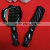 Ladies Birthday gifts of Cosmetic Mirror Plastic black Makeup Mirror with Comb set(big)