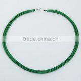 Pine Green Cotton Sterling Silver Choker Necklace 12 Strands thumbnail-1