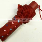 Fashionable 3-section mini umbrella with heart designs