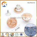 Copper Embossed Logo Metal Jean Button Manufacture