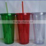 Plastic Double Wall Straw Tumbler 16oz thumbnail-1