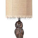 Owl Antique Bronze Finish Sculptural Table Lamp With Linen Shade thumbnail-1