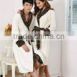 2015 New Design Warm Terry Couples Sexy Leopard Bathrobe