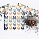 (chicken t-shirt)6M-4Y Hot sell spring/summer 100% cotton long sleeve tops chicken printed baby t shirt for toddler