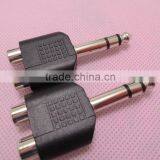 Stereo Audio System Black 6.5 Male to RCA Female Connector Adapter 2 to 1