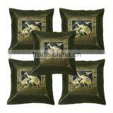 Traditional Design Silver Elephant Work Silk Cushion Cover 40*40cm thumbnail-1