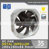 Taiwan UL CE TUV ROHS Certified IP55 High Airflow DC Cooling Fan DC Metal Impeller with DC Brushless Fan Motor in 280x280x88.9mm