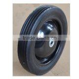 10x1.75 Inch Semi Pneumatic Rubber Wheel With Rib Tread and Steel Rim for Mowers and Handcarts thumbnail-1