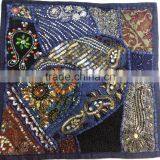 Beads Sequins Embroidered vintage sari patchwork Cushion covers Indian Traditional Decorative pillow covers