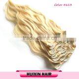 Blonde Cambodian Human Hair Wavy Clip In Hair Extension thumbnail-6