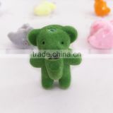 Flocked Mini PVC Toy Bear Green