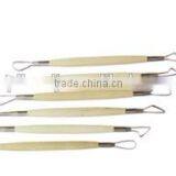 Wooden Handle Two Heads Stainless Steel Clay Sculpture Knife thumbnail-1