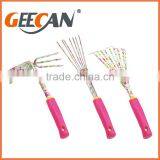 Carbon Steel Material Garden Tool Set With Plastic Handle Floral Printing Garden Shovel,fork,rake thumbnail-3