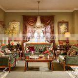 Vintage Living Room Sofa Set, Exquisite Hand Painting Wooden Sofa, Classic Button Tufted Chesterfield Sofa Couch Set thumbnail-1