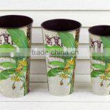 Hot Sale Galvanized Metal Flower Buckets, Paper Decal Planter Metal Long Flower Bucket thumbnail-1