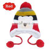 Crochet Baby Hat Stripe Pattern Cartoon Bear Design Thicken Kids Winter Caps thumbnail-4