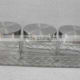 3pcs Clear Squre Glass Storage Container With Lid and Rack thumbnail-1