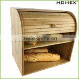 Bamboo Kitchen Double Bread Box /bread Bin Homex-BSCI thumbnail-1