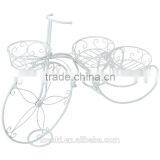 Garden Decoration Vintage Parisian Style Tricycle 3 Tier White Metal Planter Display Stand / Flower Pot Holder / Plant Rack thumbnail-3