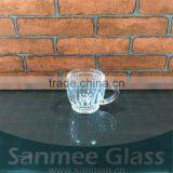 New Design Embossed Clear Glass Tea Cup With Handle thumbnail-1