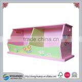 New Girls' Wooden Hand Painted Pink Flower Double Stacking Toy Storage Box Bench thumbnail-1