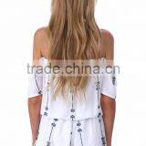Latest Design Embroidery Romper off Shoulder Trendy Lady Romper thumbnail-5