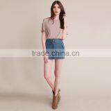 HAODUOYI Summer Women Skirts Casual Solid Blue Denim Female Mini Skirt Streetwear Ladies Zippers Brief Skirt for Wholesale thumbnail-2